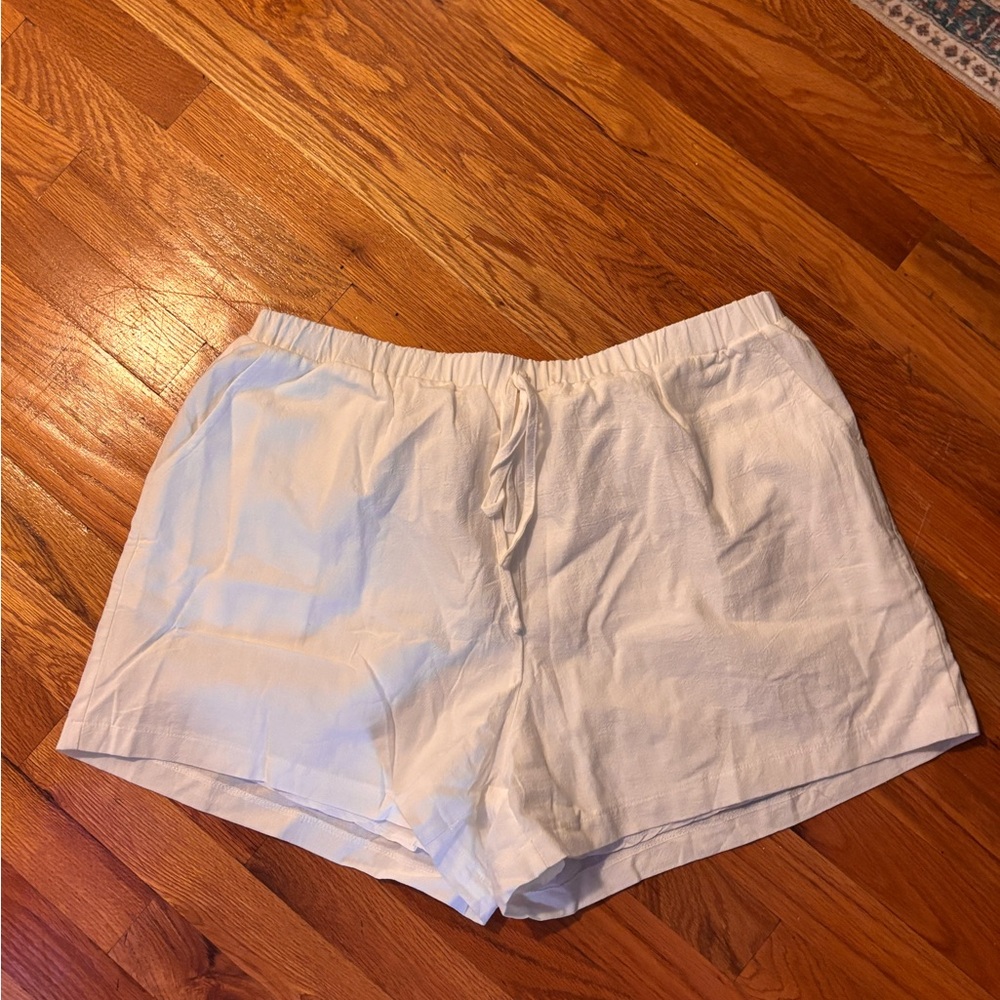 SHEIN Curve 2XL White Linen Shorts